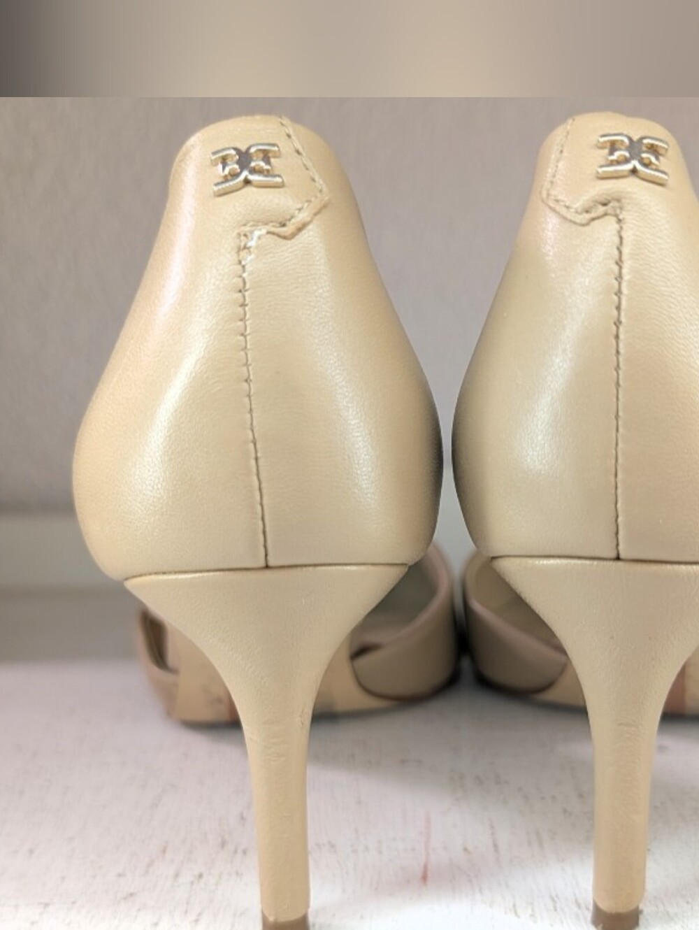 Sam Edelman Taupe Tan Pump Heels Women's Shoes 7.5 Closed Pointed Toes - Picture 6 of 12